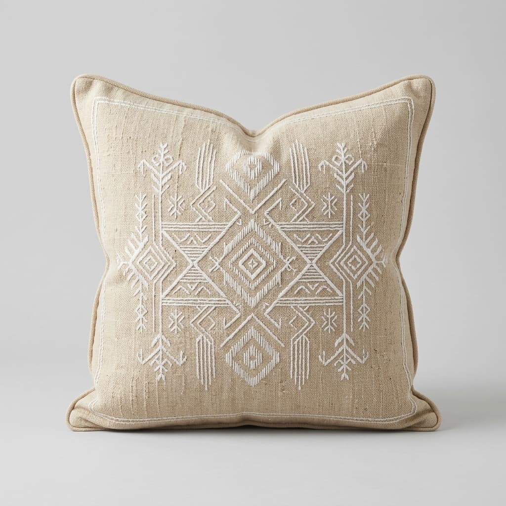 Premium handwoven beige tenun pillow